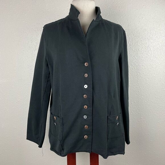 White Lotus Black Button Down Jacket Size L EUC - Picture 4 of 8